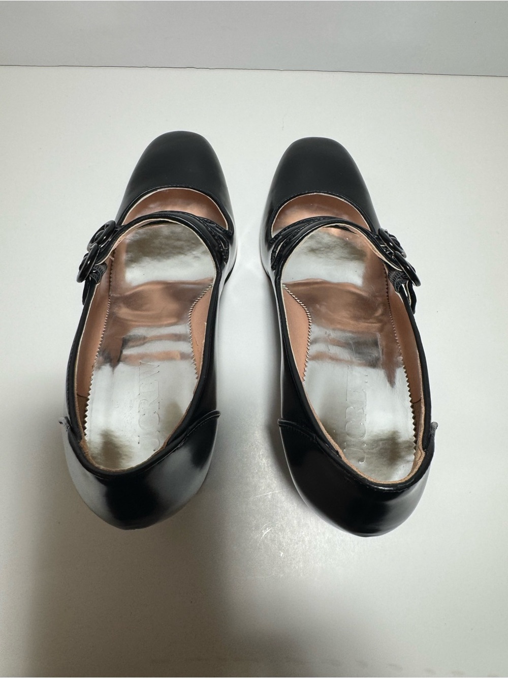 New J. Crew Maisie Double Strap Heels Italian Leather Black Mary Jane Size 7.5 - Picture 6 of 14